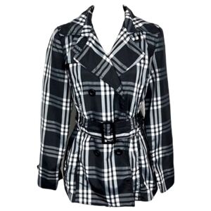 Jou Jou Womens Plaid Black and White Blazier Coat Size L